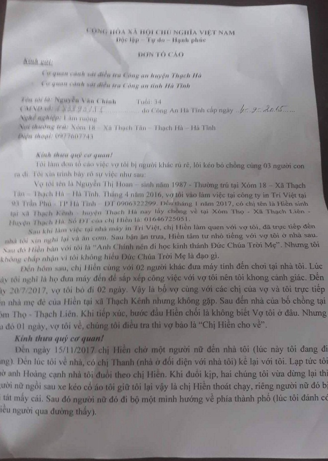 Vợ theo tà đạo Hội Thánh Đức Chúa Trời, chồng bất lực ngồi nhà chăm đàn con ngây dại