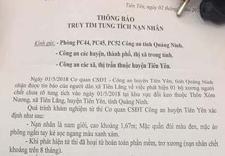 Phát hiện bộ xương trên đồi keo, công an Quảng Ninh thông báo tìm tung tích nạn nhân