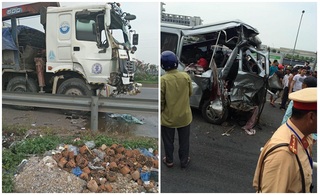 Xe tải tông xe khách kinh hoàng trên cao tốc Hà Nội - Bắc Giang, 8 người thương vong