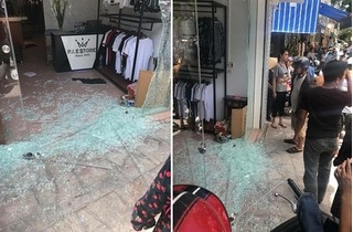 Thanh Hóa: Cửa hàng quần áo chuẩn bị khai trương bị đối tượng lạ ném vỡ kính