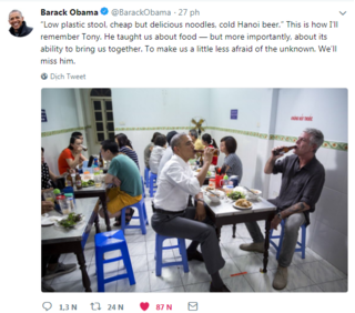 Cựu Tổng thống Obama tiếc thương 'người cùng ăn bún chả Hà Nội'