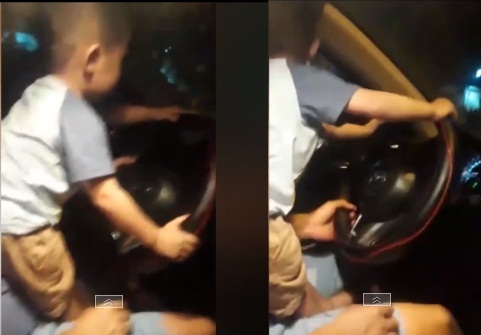 bố mẹ livestream cảnh con nhỏ tập lái ô tô