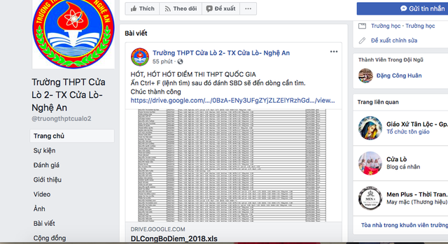 Trước giờ G, điểm thi THPT Quốc gia 2018 của Nghệ An bị tung lên mạng