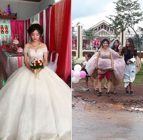 Cười ra nước mắt với những hình ảnh đám cưới mùa mưa bão9