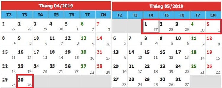  Dịp lễ 30/4-1/5/2019 người lao động sẽ được nghỉ bao nhiêu ngày?