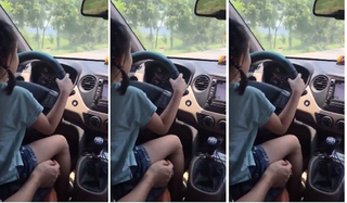 Clip: Bố cho con gái nhỏ lái ô tô, mẹ quay phim khen 'lái siêu thế'