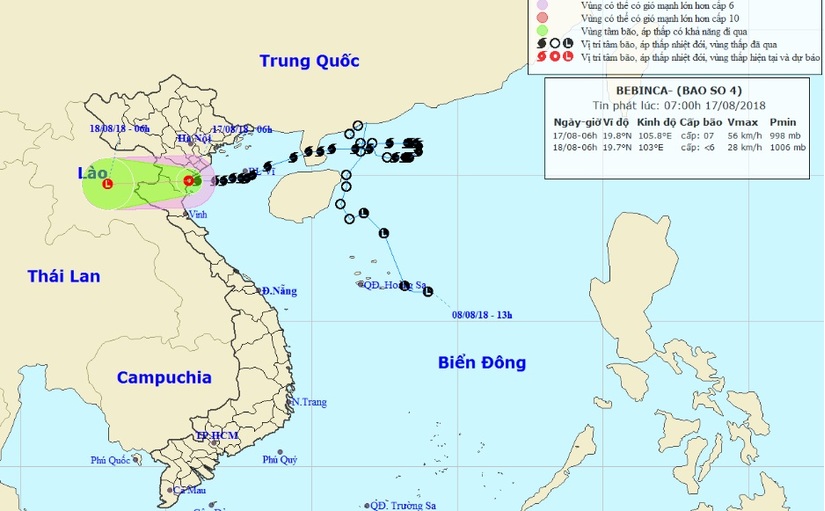 Bão số 4 vào Nam Định - Thanh Hóa, Bắc Bộ và Bắc Trung Bộ mưa to