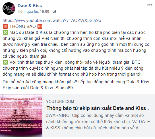 date & kiss dừng phát sóng, date & kiss