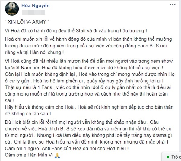 Hòa Minzy khóa Facebook, Hòa Minzy