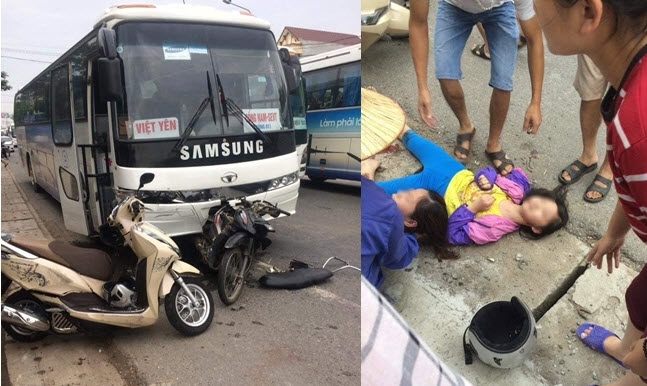 Xe chở công nhân Samsung gây tai nạn liên hoàn, 4 người bị thương
