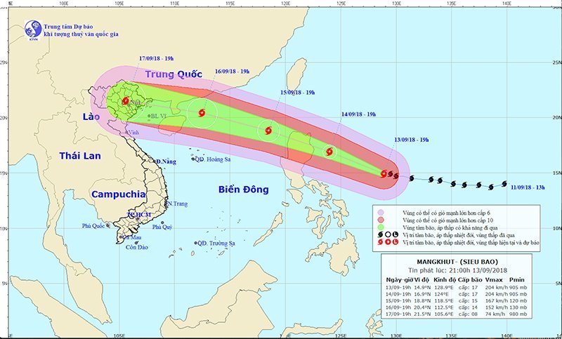 2 kịch bản hướng đi của siêu bão Mangkhut vào vịnh Bắc Bộ
