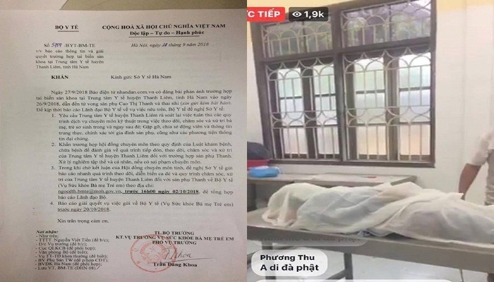 Bộ Y tế gửi công văn khẩn vụ 2 mẹ con sản phụ tử vong tại Hà Nam