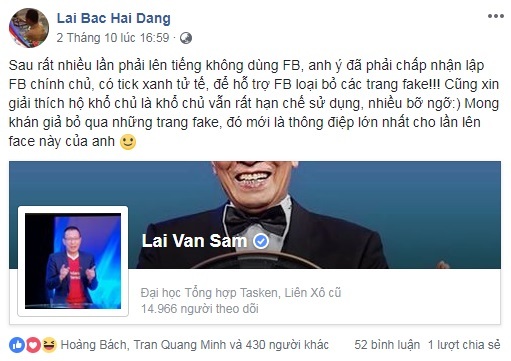 Nhà báo Lại Văn Sâm bình luận dí dỏm khi chính thức chơi Facebook 