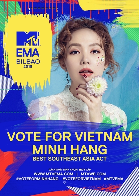 Minh Hằng đại diện Việt Nam tranh tài ở giải MTV EMA 2018