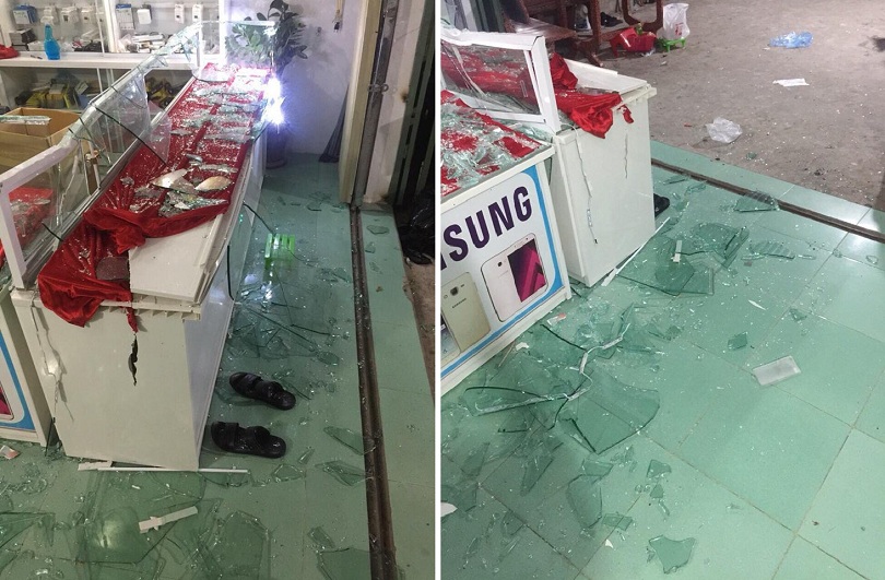 Hiện trường cửa hàng điện thoại bị nhóm người đập phá