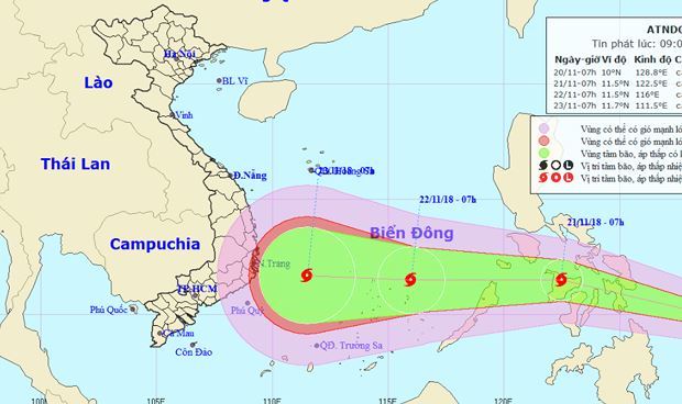Gần Biển Đông xuất hiện áp thấp nhiệt đới, hướng có thể vào Nha Trang