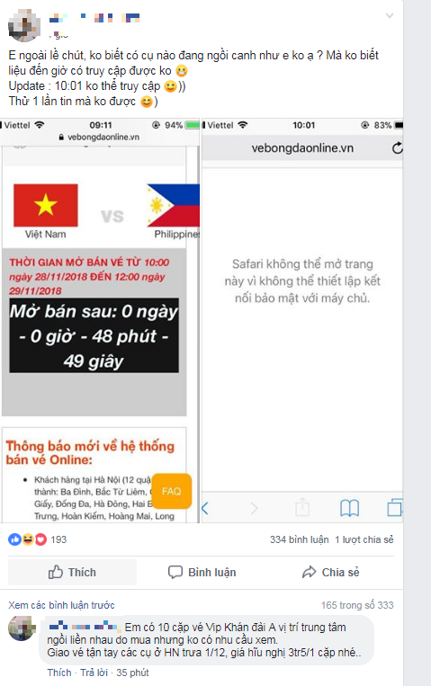 CĐV bức xúc vì không mua được vé bán kết lượt về Việt Nam và Philippines