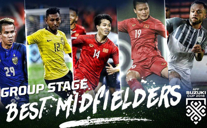 Tiền đạo Công Phượng - Quang Hải lọt top 5 tiền vệ xuất sắc nhất vòng bảng AFF Cup