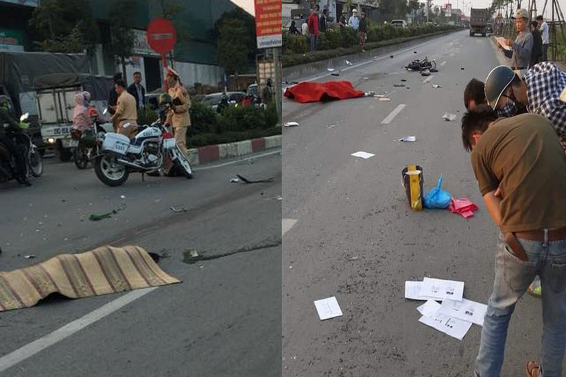 Hà Nội: Va chạm với xe ben, 2 người tử vong tại chỗ