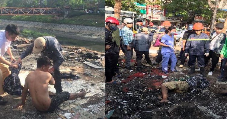 Thanh niên nghi ngáo đá bất ngờ nhảy xuống 'bơi lội' giữa sông Tô Lịch