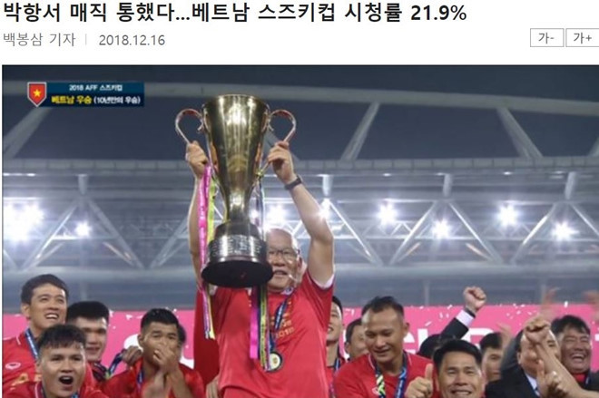 Chung kết lượt về AFF Cup đạt kỷ lục rating chưa từng có trong lịch sử tại xứ 'Kim Chi'