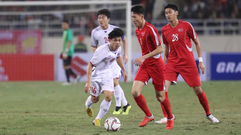 Tiền đạo Công Phượng thi đấu ấn tượng trong trận gặp Triều Tiên