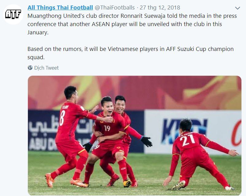 CLB Thái Lan chiêu mộ thành công một tuyển thủ Việt Nam?
