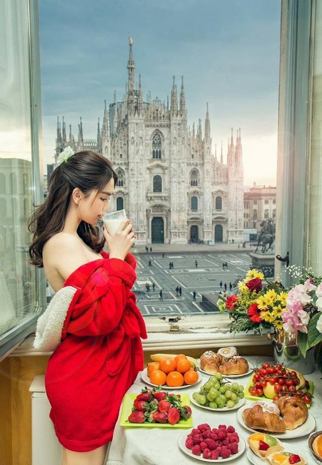 Ngọc Trinh khoe ảnh sang chảnh tại khách sạn đắt đỏ bậc nhất Italy