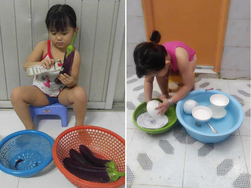 Bé gái 4 tuổi đã tất bật cơm nước, giặt giũ cả ngày bởi lý do ai nấy đều rơi nước mắt