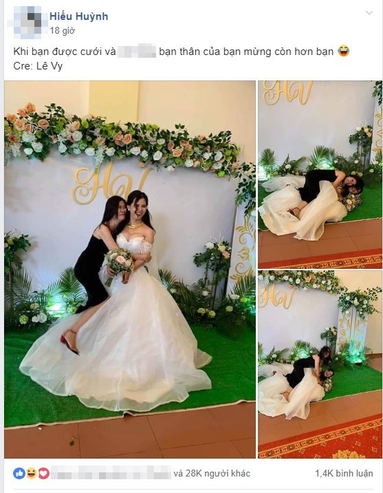 Chụp ảnh với cô dâu trong ngày cưới, bạn thân gây 'bão mạng' vì biểu cảm khó đỡ