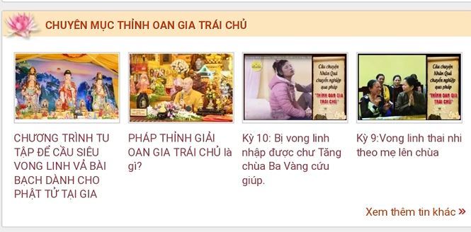 Hàng trăm bài viết gọi vong và số tài khoản trên website chùa Ba Vàng biến mất