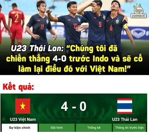 Việt Nam thắng Thái Lan 4-0, mạng xã hội 'dậy sóng' ảnh chế