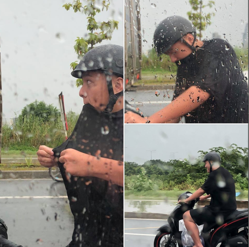 Chồng 'soái ca' bắt vợ đi taxi tránh mưa, còn mình đội mưa chạy theo gây bão mạng