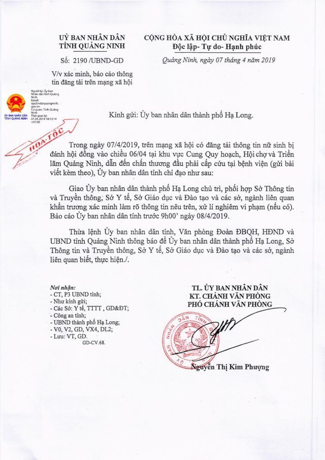 UBND tỉnh Quảng Ninh chỉ đạo khẩn vụ nữ sinh bị nhóm bạn đánh nhập viện