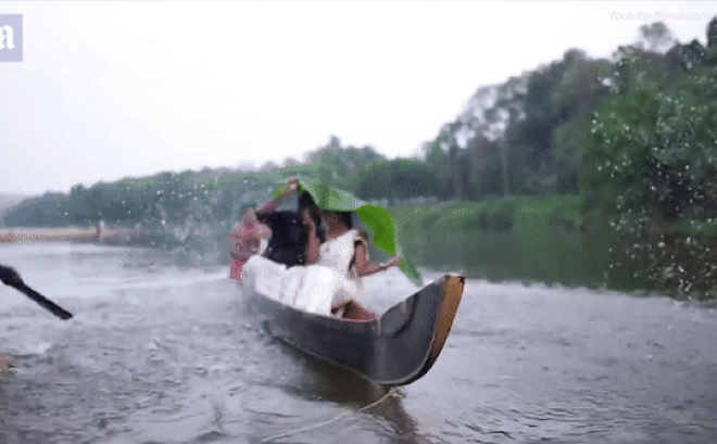 Clip: Chụp ảnh cưới lãng mạn trên thuyền, đôi nam nữ ngã nhào xuống sông