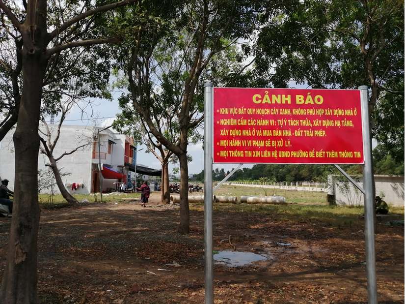 UBND phường Bình Hưng Hòa B, Q.Bình Tân thông báo khu đất thuộc quy hoạch cây xanh