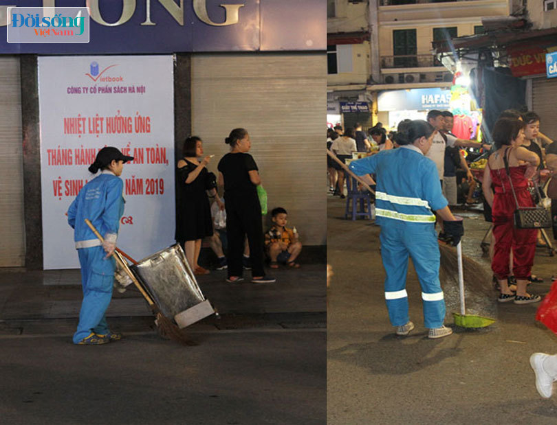 Một buổi làm việc của nhân viên ghi hình xả rác tại phố đi bộ
