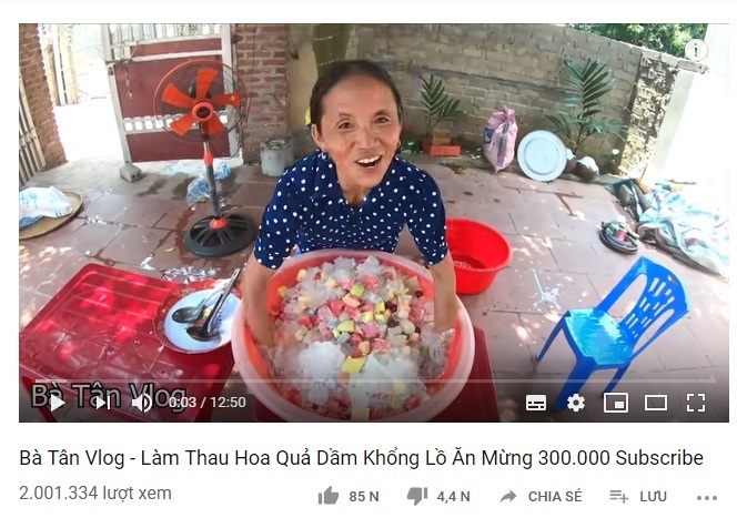 Dân mạng 'phát sốt' với Bà Tân Vlog tăng lượt sub chóng mặt với cách làm món ăn khủng