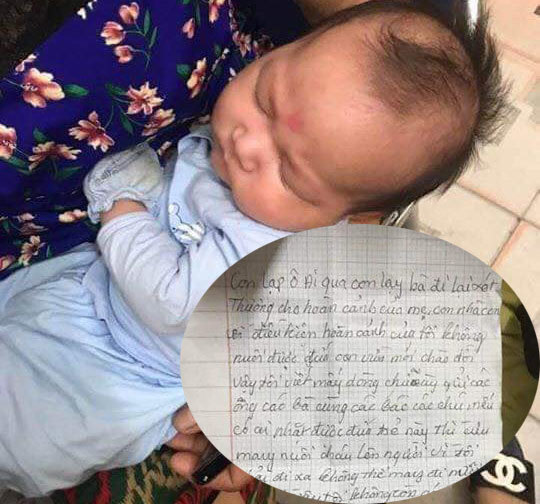 Hải Phòng: Bé trai 2 tháng tuổi bị bỏ rơi kèm lá thư nhờ người nuôi hộ