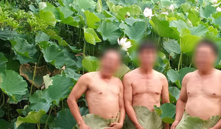 Dân mạng phẫn nộ vì 3 người đàn ông dùng lá sen che vùng nhạy cảm