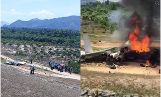 Những hình ảnh vụ máy bay quân sự rơi ở Khánh Hòa làm 2 phi công tử nạn