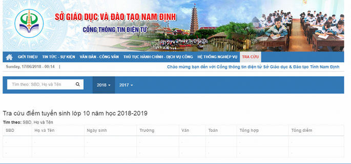 Cách tra cứu điểm thi vào lớp 10 năm 2019 Nam Định