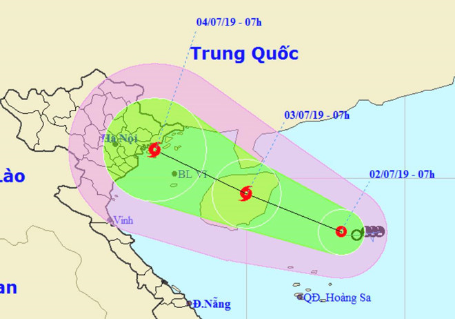 Áp thấp nhiệt đới mạnh lên thành bão, tâm bão nằm trong vùng từ Quảng Ninh đến Nam Định