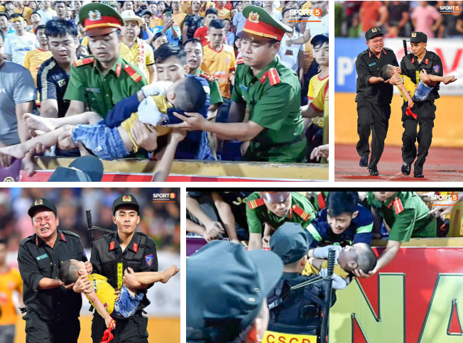Tình hình sức khỏe fan nhí ngất xỉu ở trận Nam Định-HAGL khiến CSCĐ nén đau giữ tính mạng 