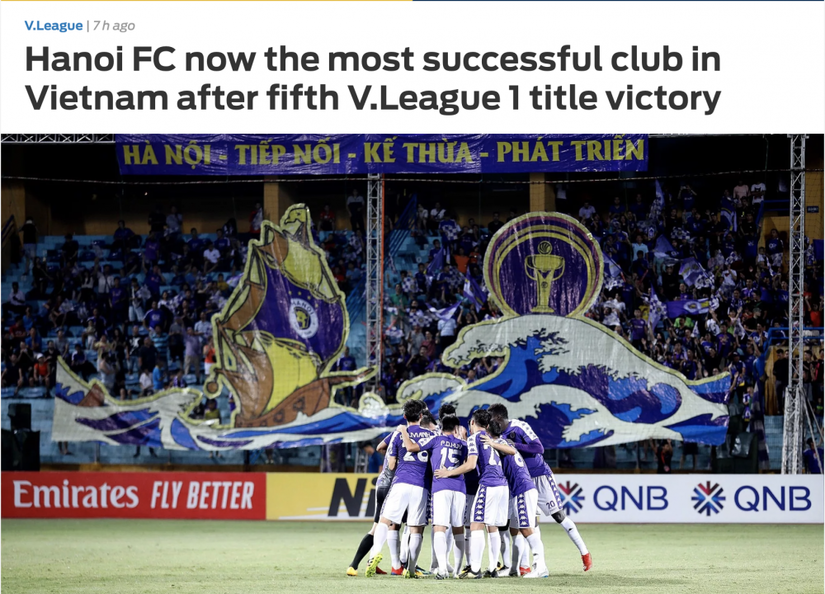 Hà Nội FC nhận nhiều lời khen từ báo quốc tế với ngôi vô địch V.League 