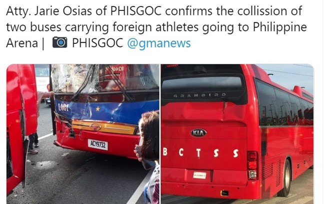 Xe chở đoàn thể thao Việt Nam va chạm kinh hoàng ở Philippines