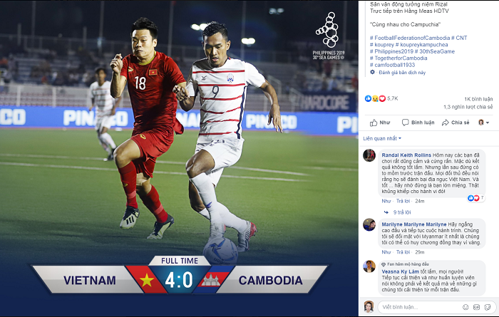 CĐV Campuchia dự đoán U22 Việt Nam sẽ vô địch SEA Games