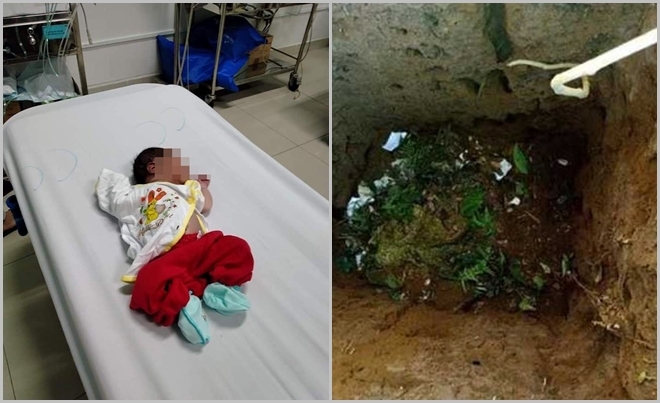 Sức khỏe cháu bé bị mẹ vứt xuống hố phân sâu 2m giờ ra sao?