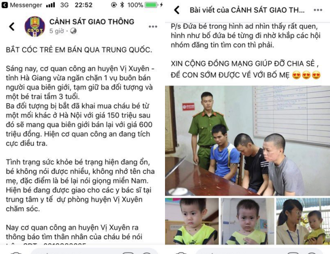 Sự thật thông tin bé trai 3 tuổi bị bắt cóc bán qua Trung Quốc 