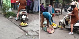 Dân mạng phẫn nỗ với hình ảnh một phụ nữ cán mẹt hoa quả của người bán hàng rong 